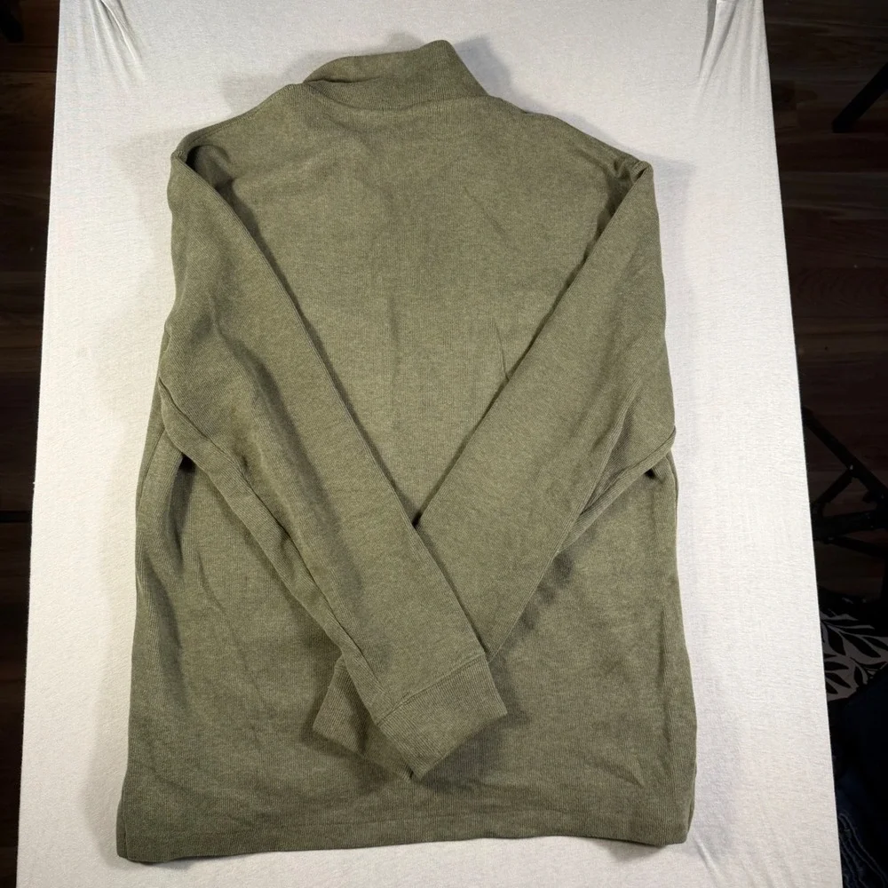 Polo Ralph Lauren Mens Olive Green Heather 1/4 Zip Cotton Pullover Sweater M
